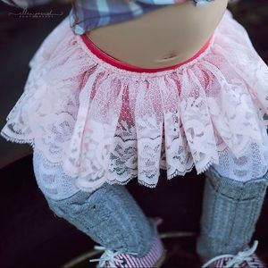24m salmon pink bloomers with lace ruffle skirt